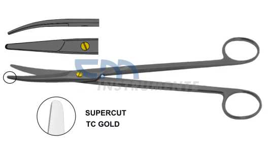 Ножницы для параметрии, слабо изогнутые, 23см, TC/SC, черное покрытие 