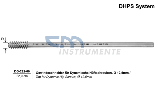 Метчик для динамических бедренных винтов (DHS), градуированный, 22см 